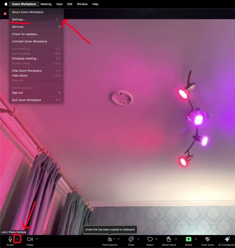 Go to zoom audio settings