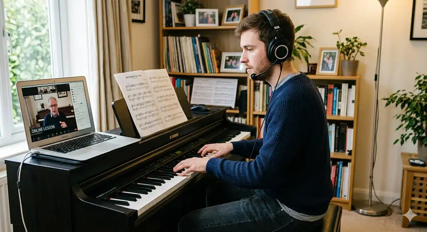 Live lesson setup using headphones