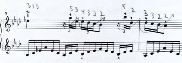 Haydn sonata F-dur 2nd movement measure 5 fingering