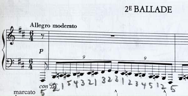 Liszt 2nd Ballade first measure fingering