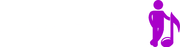 Piano Fantasy (white) logo with music man