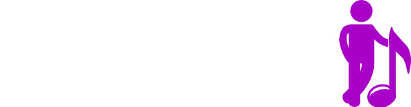 Piano Fantasy (white) logo with music man